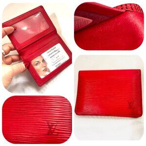 Louis Vuitton Epi Red Leather Pocket Organizer Business Card Credit Card wallet
